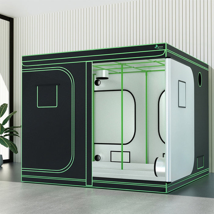 Green Fingers Grow Tent Kits 240x240x200cm Hydroponics Indoor Grow System Black