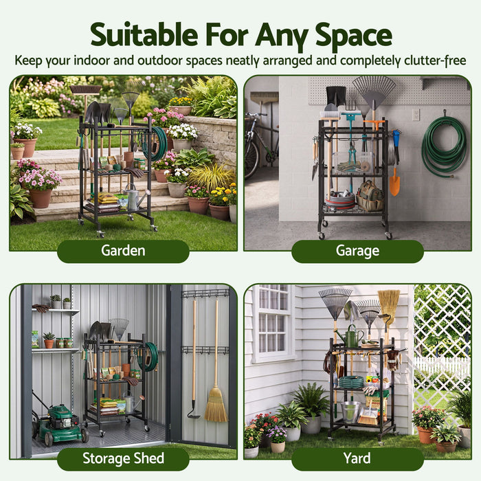 Gardeon Garden Tool Organizer with Wheels Heavy Duty Garage Yard Storage Cart