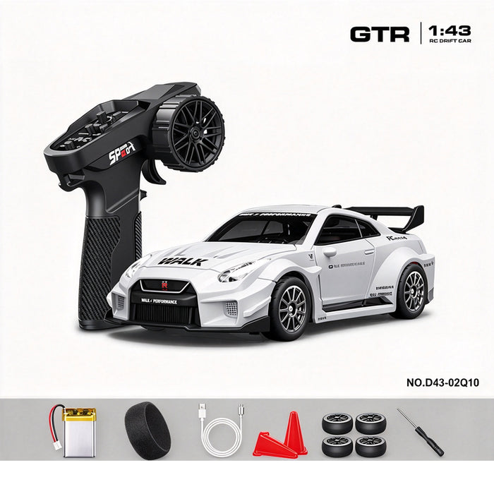 HStar 1/43 RC Remote Control Drift Car 4WD Gyro Alloy LED Model Toy RTR 911/GTR
