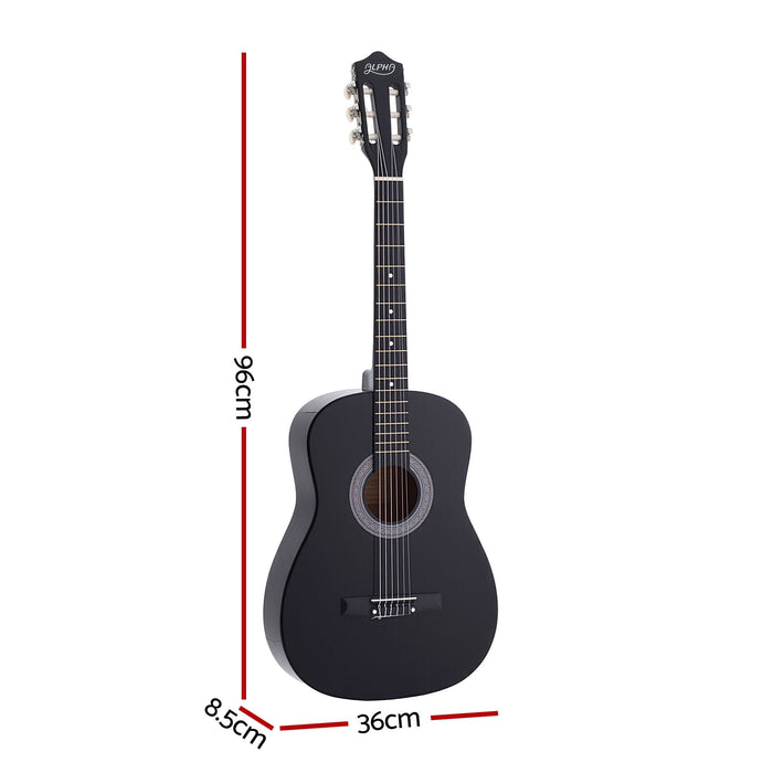 Alpha 38 Inch Acoustic Guitar Full Size Classical Cutaway Nylon String Black