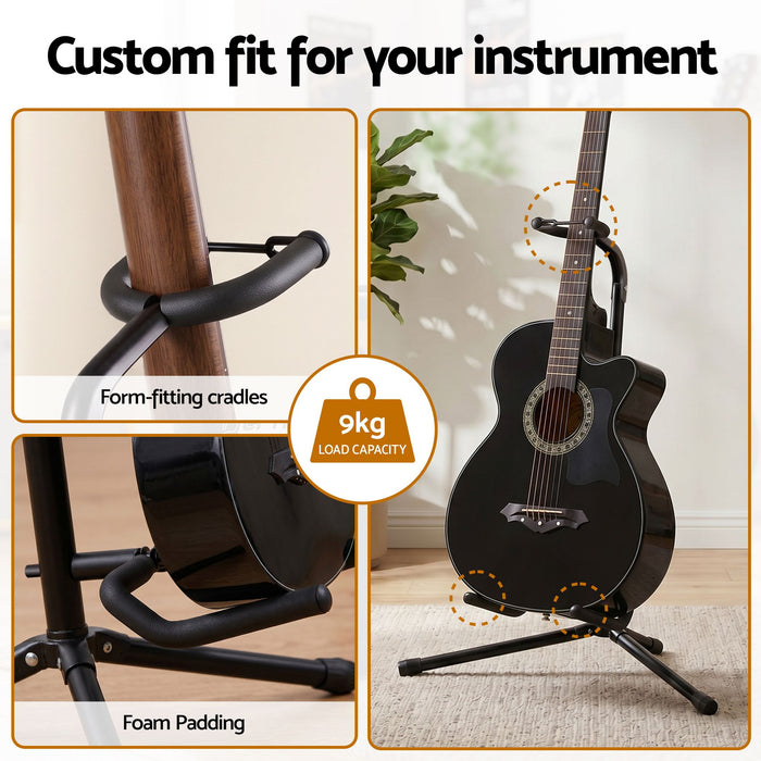 Alpha Iron Adjustable Guitar Stand Folding Instrument Holder Acoustic Bass Rack Black