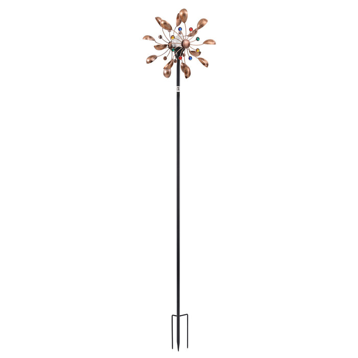 Gardeon Garden Windmill Metal Wind Spinner Solar Light Outdoor 190cmr Bronze