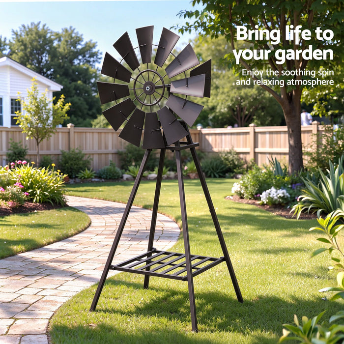 Gardeon Garden Windmill Metal Outdoor Yard Decor 120cm Bronze