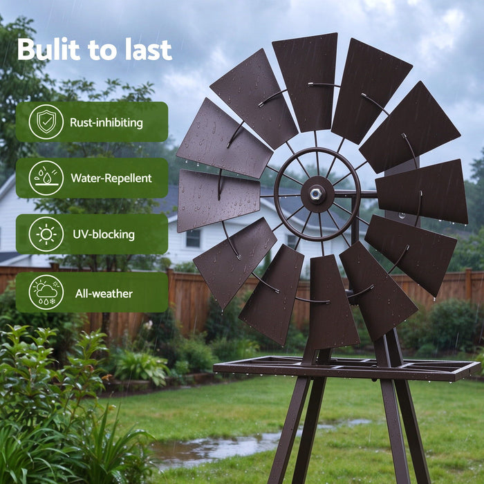 Gardeon Garden Windmill Metal Outdoor Yard Decor 160cm Bronze