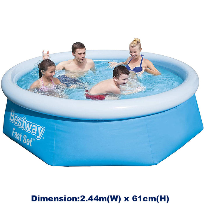 BESTWAY H2OGO 8ft Fast Set Inflatable Swimming Pool With Filter Pump Portable AU STOCK