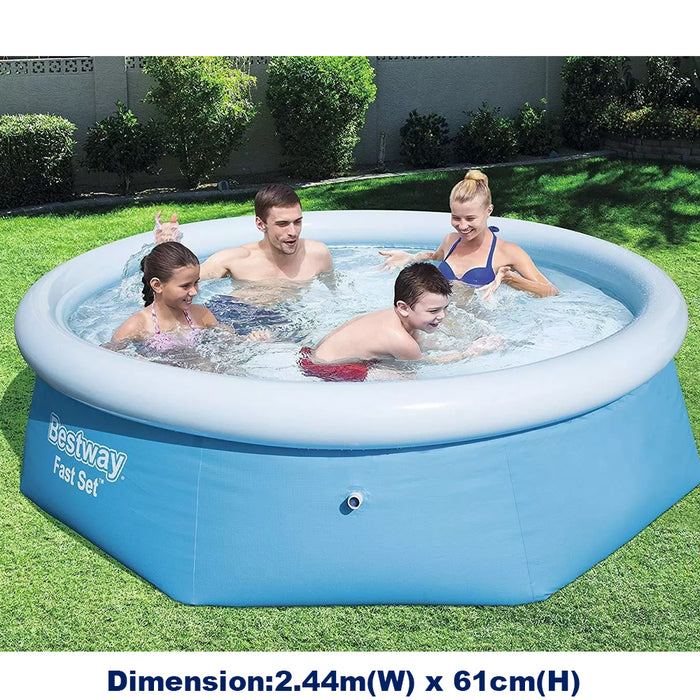 BESTWAY H2OGO 8ft Fast Set Inflatable Swimming Pool With Filter Pump Portable AU STOCK