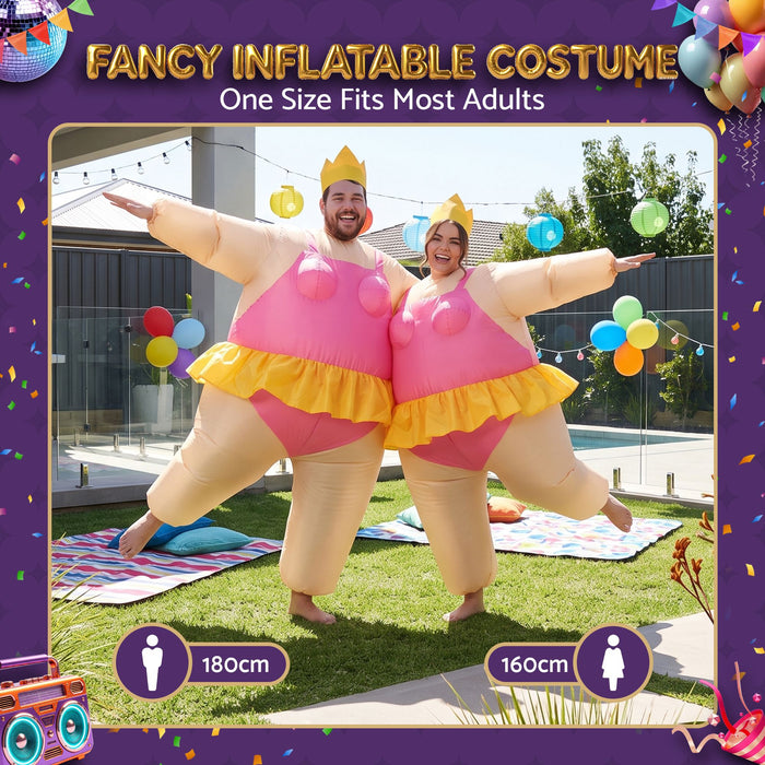 Inflatable Costume Funny Fat Suit Fancy Dress Adult Party Outfit Pink One Size