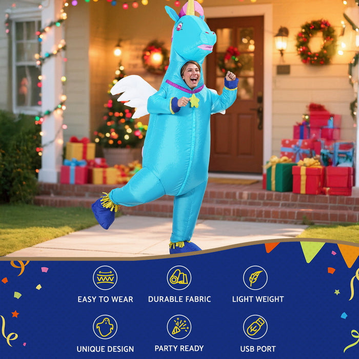 Inflatable Unicorn Costume Adult Suit Blow Up Party Fancy Dress Halloween Cosplay