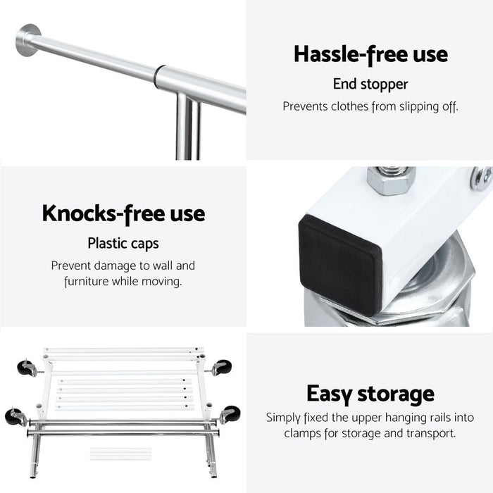 Artiss 2X Clothes Rack Double Rod Airer Rail Coat Stand Adjustable Hanger
