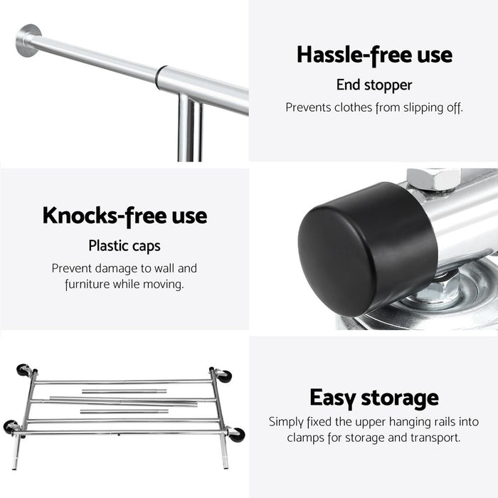 Artiss 2X Clothes Rack Airer Rail Coat Garment Stand Adjustable Hanger