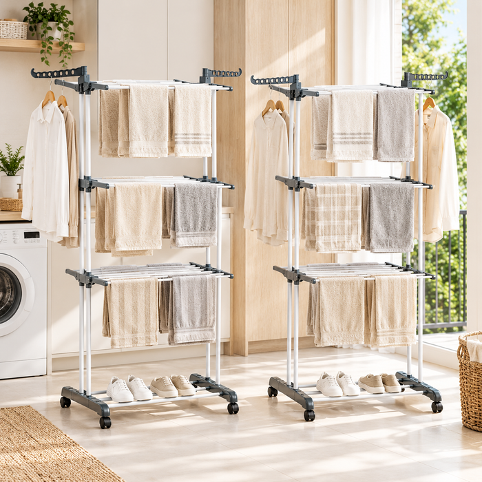 Artiss 2X Clothes Drying Rack 173cm Coat Airer Hanger Foldable