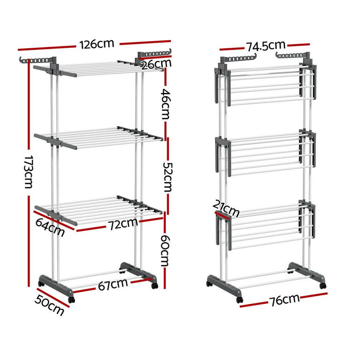 Artiss 2X Clothes Drying Rack 173cm Coat Airer Hanger Foldable