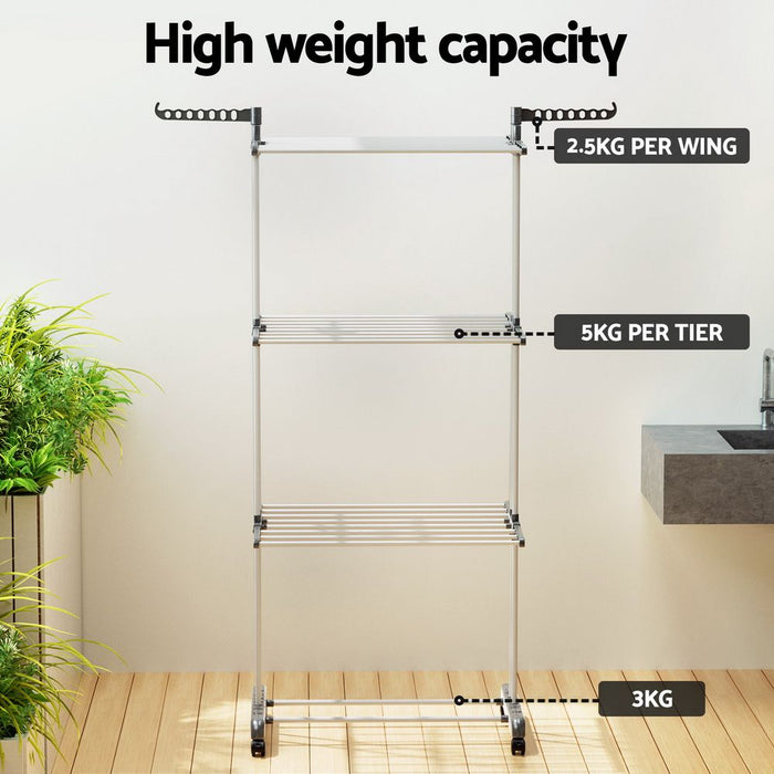Artiss 2X Clothes Drying Rack 173cm Coat Airer Hanger Foldable