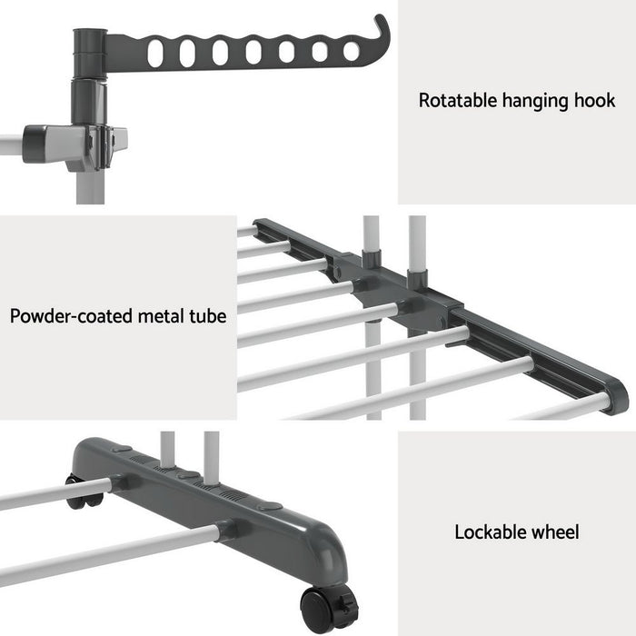 Artiss 2X Clothes Drying Rack 173cm Coat Airer Hanger Foldable
