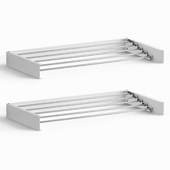 Artiss Set of 2 Clothes Rack Wall Mounted Airer Foldable White