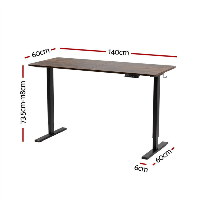Artiss Standing Desk Height Adjustable 140cm Ergonomic Office Desk Brown