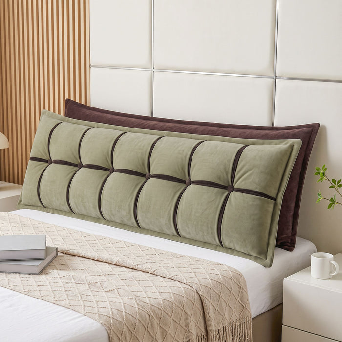 Giselle Bedding Headboard Pillow with Double-Layer Storage Wedge Reading Backrest with Adjustable Filling, Chenille Bed Rest Cushion for Daybed, Dorm, and RV King