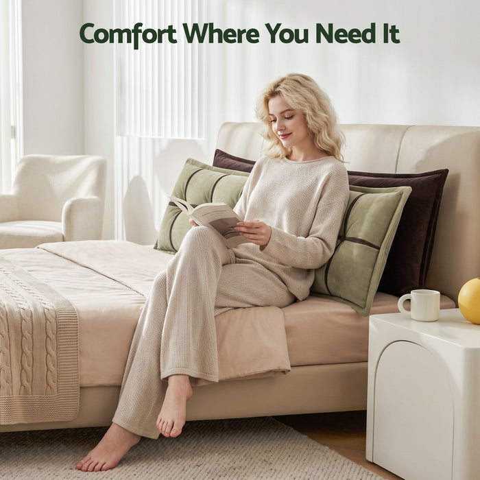 Giselle Bedding Headboard Pillow with Double-Layer Storage Wedge Reading Backrest with Adjustable Filling, Chenille Bed Rest Cushion for Daybed, Dorm, and RV King