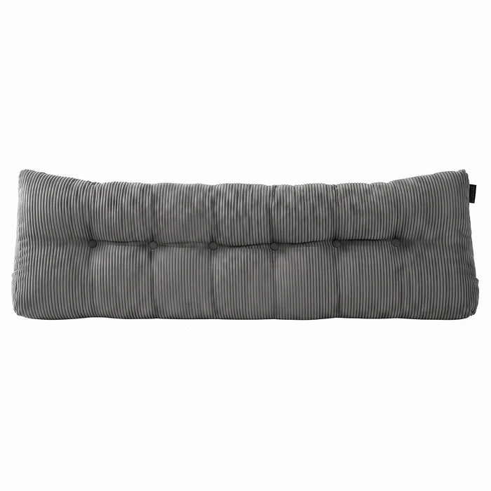 Giselle Headboard Pillow for Sitting in Bed, Upgraded Shredded Foam Reading Wedge Cushion for Lumbar Support, 320g Corduroy Backrest with Side Pockets for Dorm Daybed, King