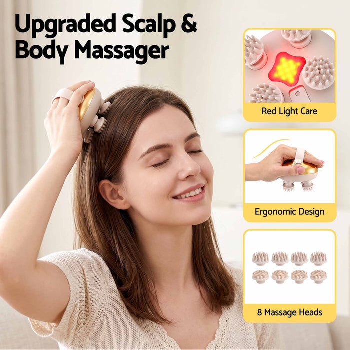 Livemor Scalp Massager Kneading Head Massager Scalp Stress Relax Portable Rechargeable Hair Massager Shower Massage Waterproof Cat Massager Scratcher, Gift for Mom Dad