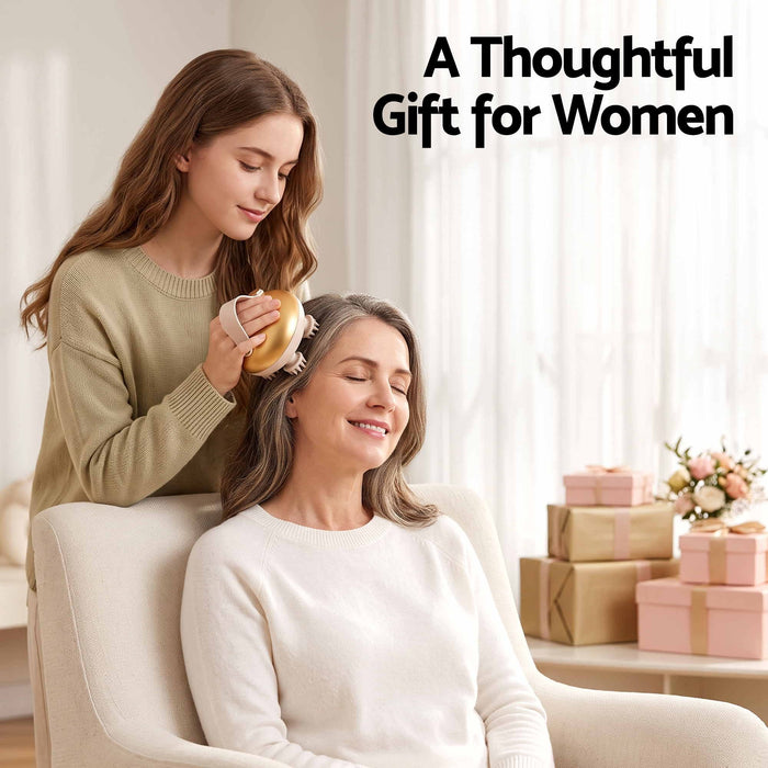 Livemor Scalp Massager Kneading Head Massager Scalp Stress Relax Portable Rechargeable Hair Massager Shower Massage Waterproof Cat Massager Scratcher, Gift for Mom Dad