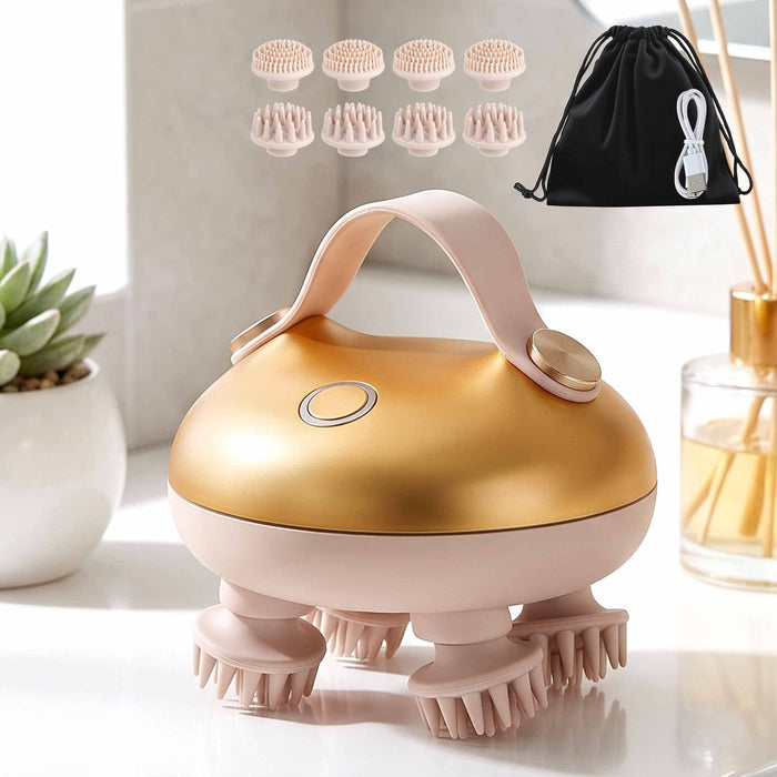 Livemor Scalp Massager Kneading Head Massager Scalp Stress Relax Portable Rechargeable Hair Massager Shower Massage Waterproof Cat Massager Scratcher, Gift for Mom Dad