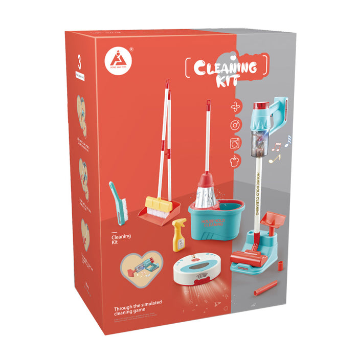 Kids Cleaning Set Pretend Play 3 in 1 Set Vacuum Broom & Mop Light & Sound 3+