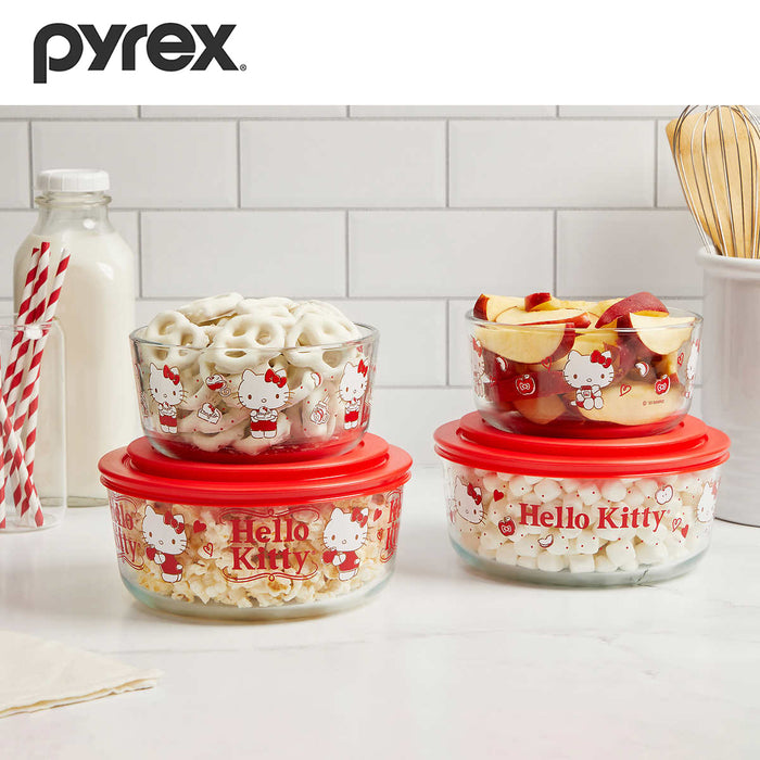 Pyrex 8pcs Glass Food Storage lock Containers with lid Hello Kitty / Star Wars / Mickey Mouse