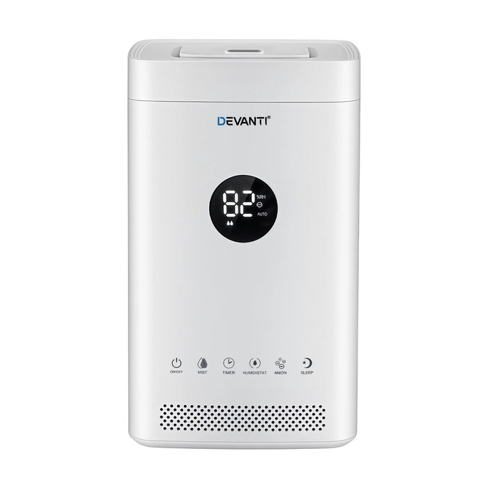 Devanti Ultrasonic Humidifier Air Purifier Top Fill Auto Humidity 3.5L White