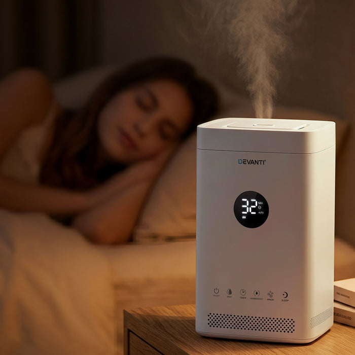 Devanti Ultrasonic Humidifier Air Purifier Top Fill Auto Humidity 3.5L White