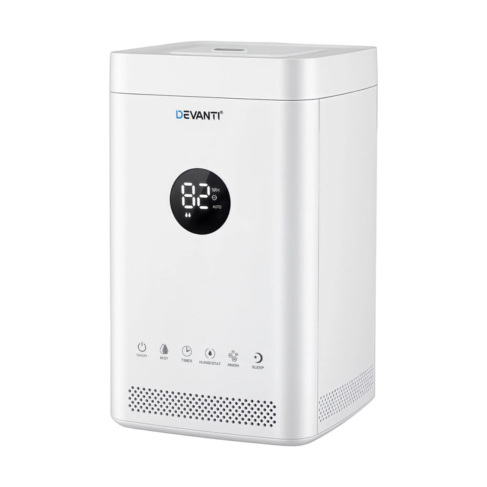 Devanti Ultrasonic Humidifier Air Purifier Top Fill Auto Humidity 3.5L White