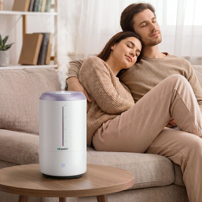 Devanti Ultrasonic Humidifier Aroma Diffuser Top Fill Quiet Bedroom 4L White