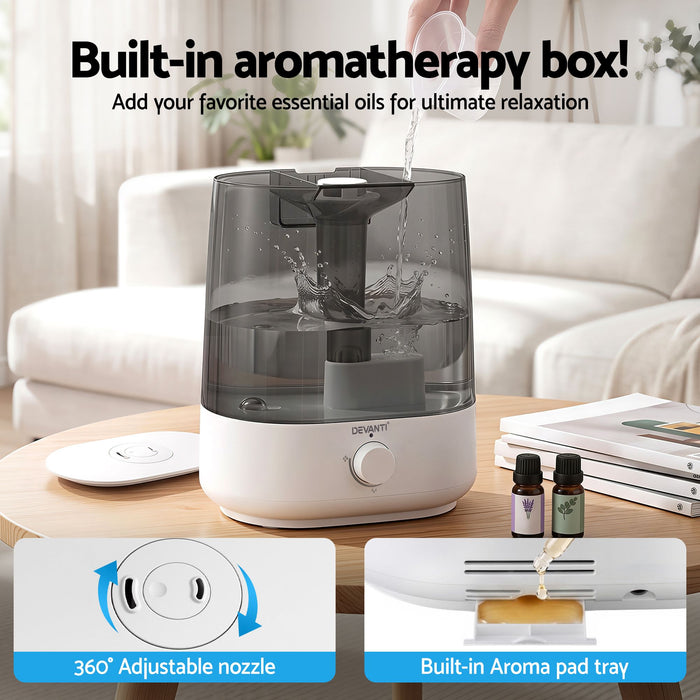Devanti Ultrasonic Humidifier Aroma Diffuser Top Fill Quiet Bedroom 6L