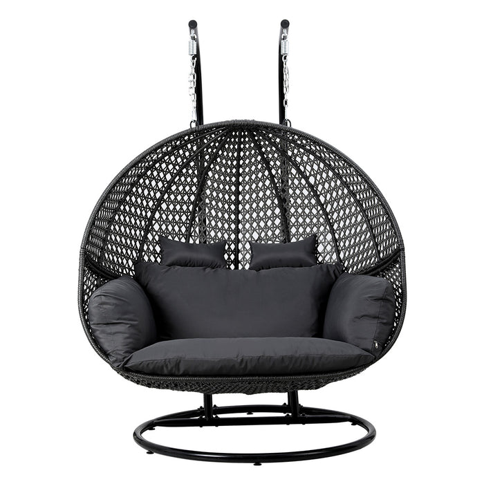 Gardeon Outdoor Swing Chair Hanging Rattan Patio Furniture Pod Stand Cushion 2 Seater