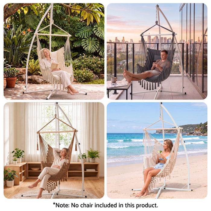 Gardeon Hammock Stand 150kg Capacity White Steel Frame for Hanging Chairs