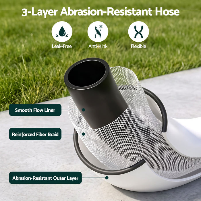 Green Fingers 30m Retractable Water Hose Reel, Wall Mounted Garden Hose 9-Pattern Nozzle