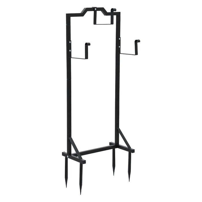 Green Fingers Garden Hose Holder Metal Portable Freestanding Hose Stand 4 Spikes Black