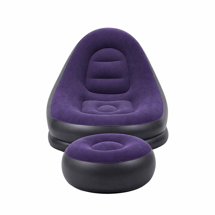 Gardeon Inflatable Chair with Ottoman Air Sofa Blow Up Air Chair for Camping with Pump Purple