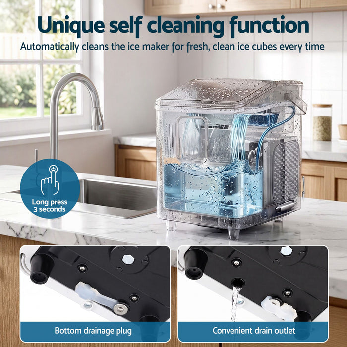 Devanti Ice Maker 11-12kg Portable Bullet Cube Machine White