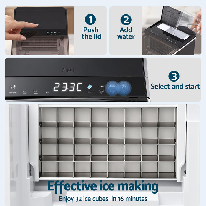 Devanti Ice Maker 23kg Portable Basket Square Cube Machine Black