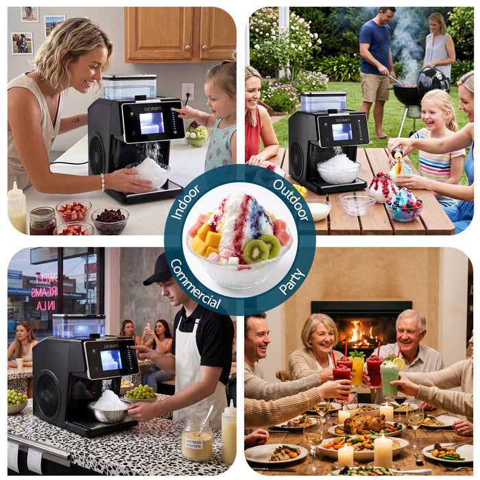 Devanti 20kg/24hr Ice Maker Snowflake Bingsu Shaved Ice Slushie Maker Black