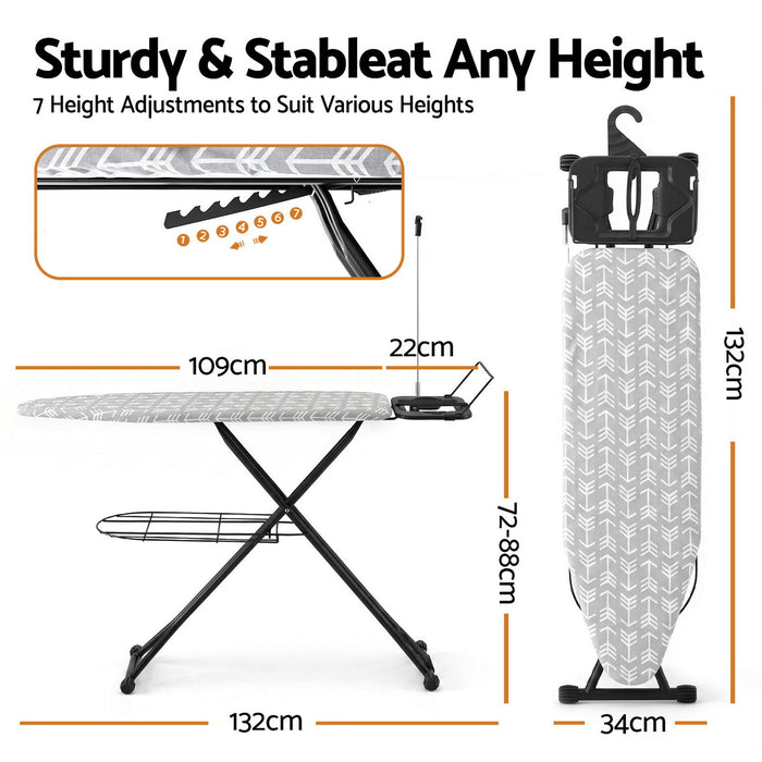 Artiss Foldable Ironing Board with Iron Rest Ironing Board for Laundry Room Arrow