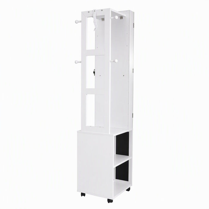 Artiss Lockable Jewellery Cabinet, Mobile Frameless Mirror, White