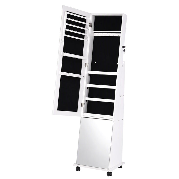 Artiss Jewelry Cabinet Frameless Full Length Mirror with Wheels, White