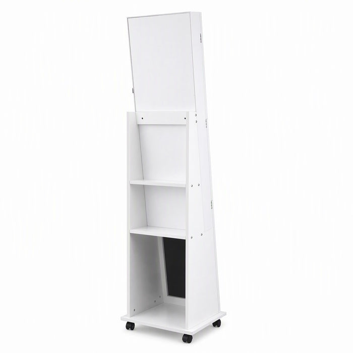 Artiss Jewelry Cabinet Frameless Full Length Mirror with Wheels, White