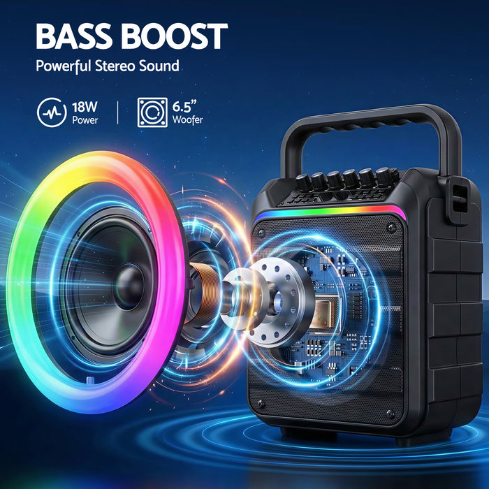 Alpha Portable Karaoke Machine with 2 Wireless Microphones Bluetooth 5.3