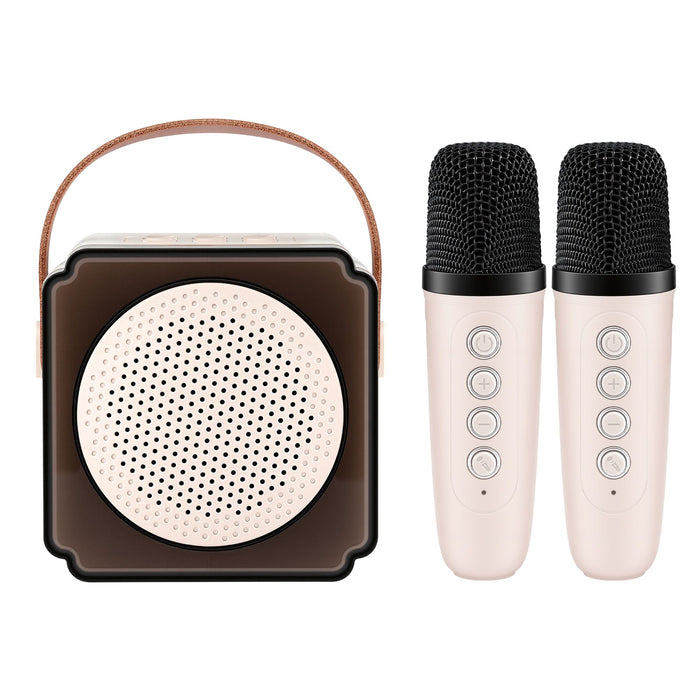 Alpha Mini Portable Karaoke Machine for Adults Kids with 2 Wireless Microphones