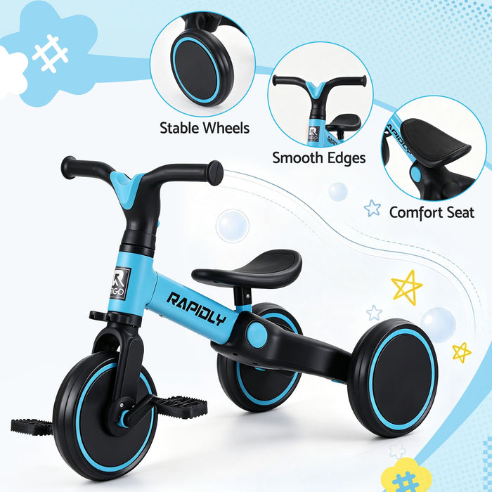 RIGO Tricycle Bike, Kids Bike with 3 wheels, Carbon Steel 70cm Blue