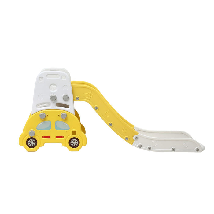 Keezi Kids Slide Set Toddler Indoor Playset Bookshelf Drawing Board Yellow