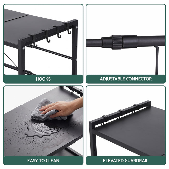Artiss Kitchen Bakers Rack 40-60CMX78CM Metal Microwave Stand Black